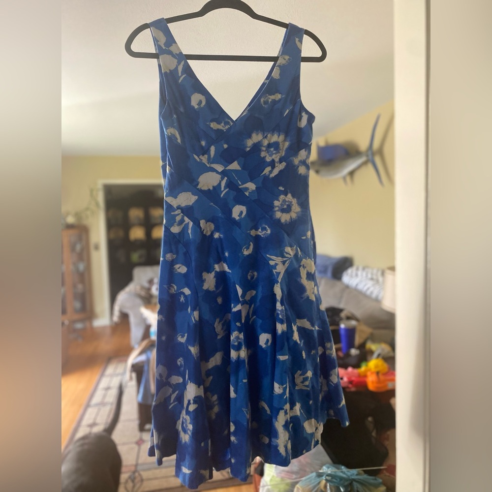 Ralph Lauren, blue and white flower dress
